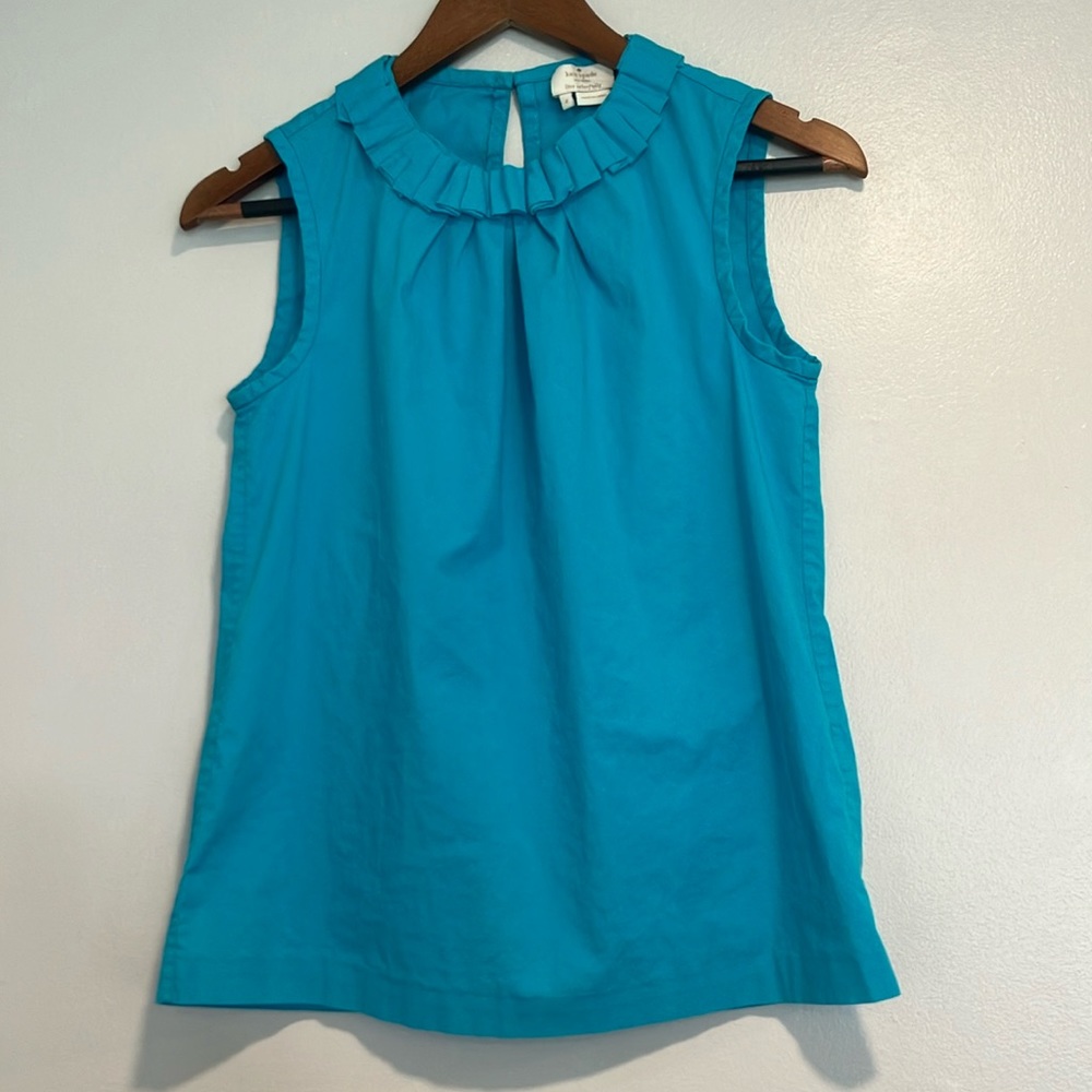 kate spade Turquoise Ruffle Neck Sleeveless Tank Top